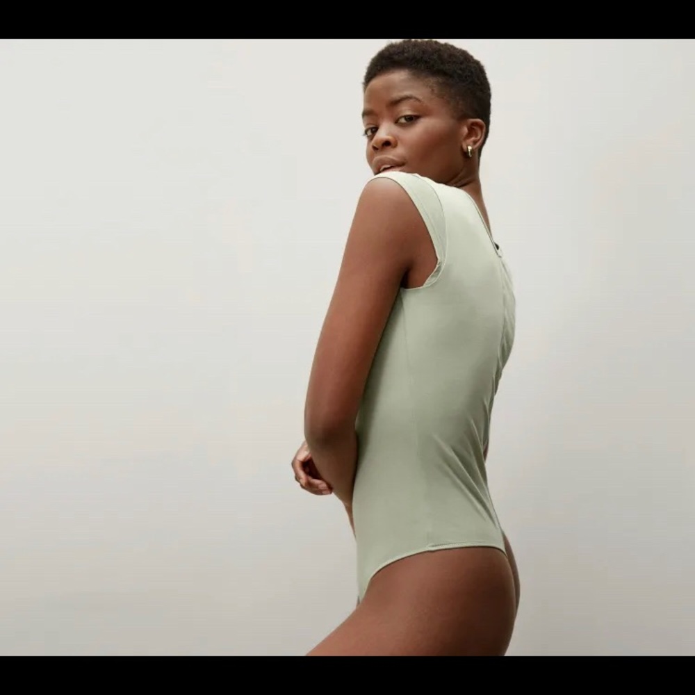 Everlane light green v-neck body suit